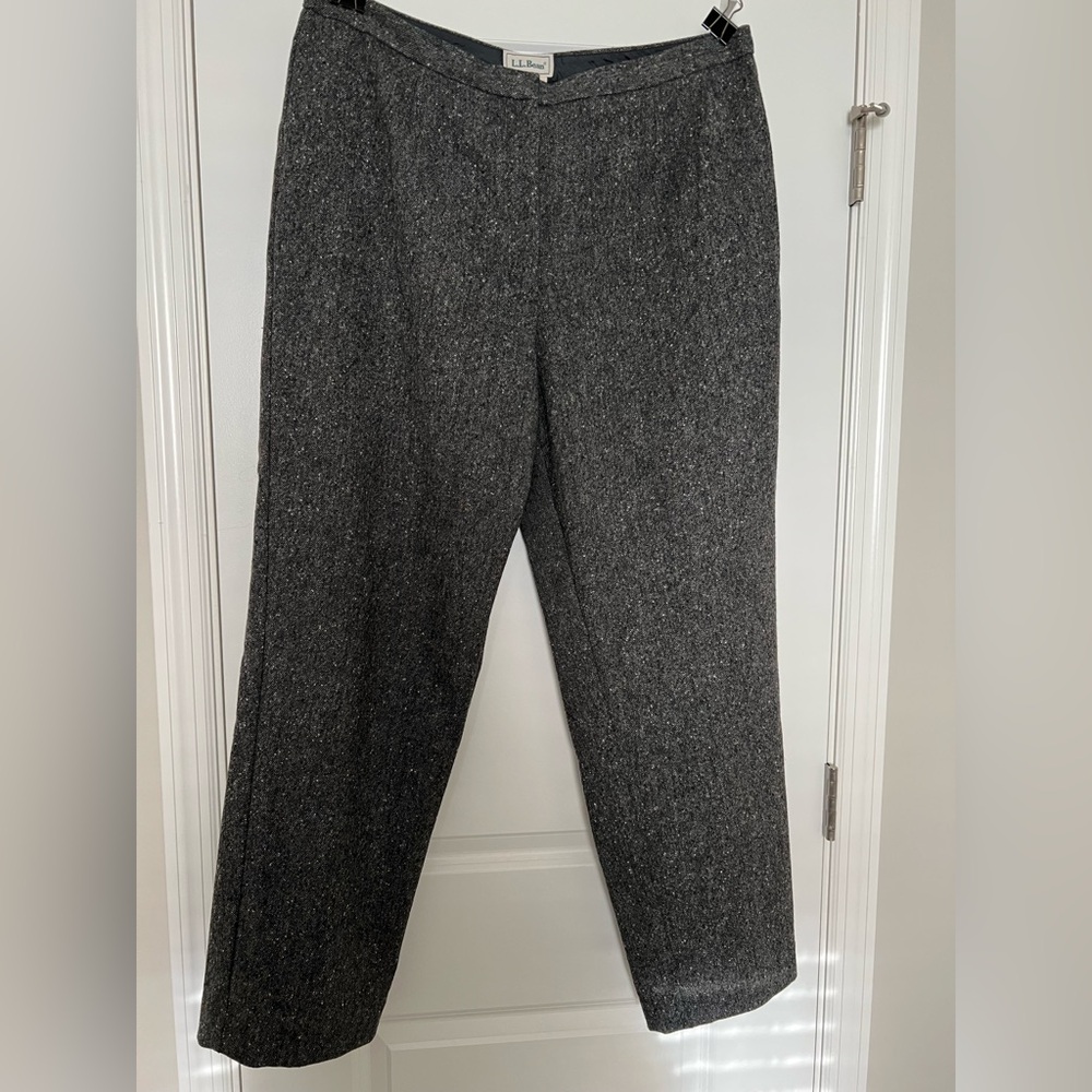 LL Bean Herringbone Gray Wool Tweed Pants